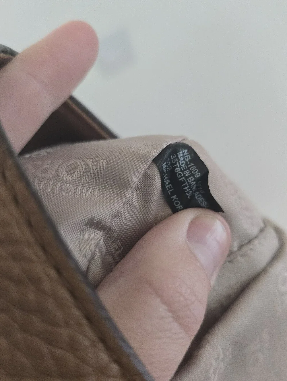 Michael Kors Tan Pebbled Leather Hobo with Gold Logo Charm